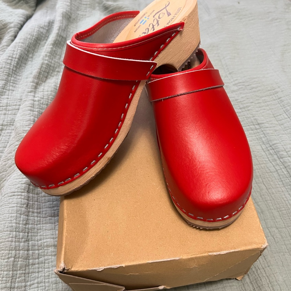 Lotta From Stockholm Red Leather Clogs
